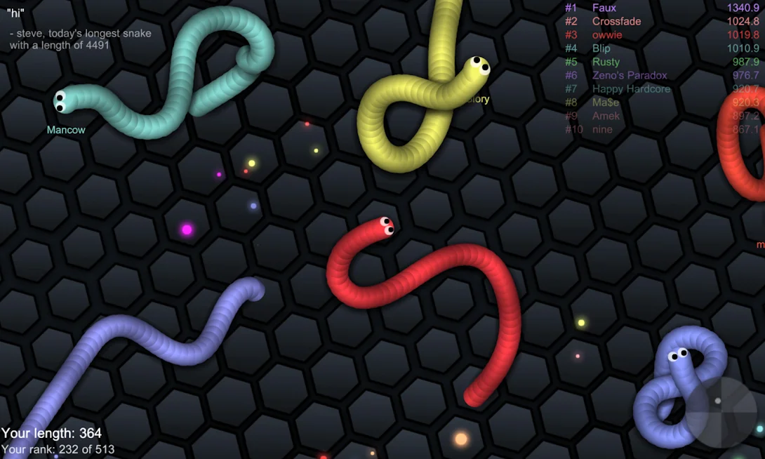 Скриншот slither.io 1